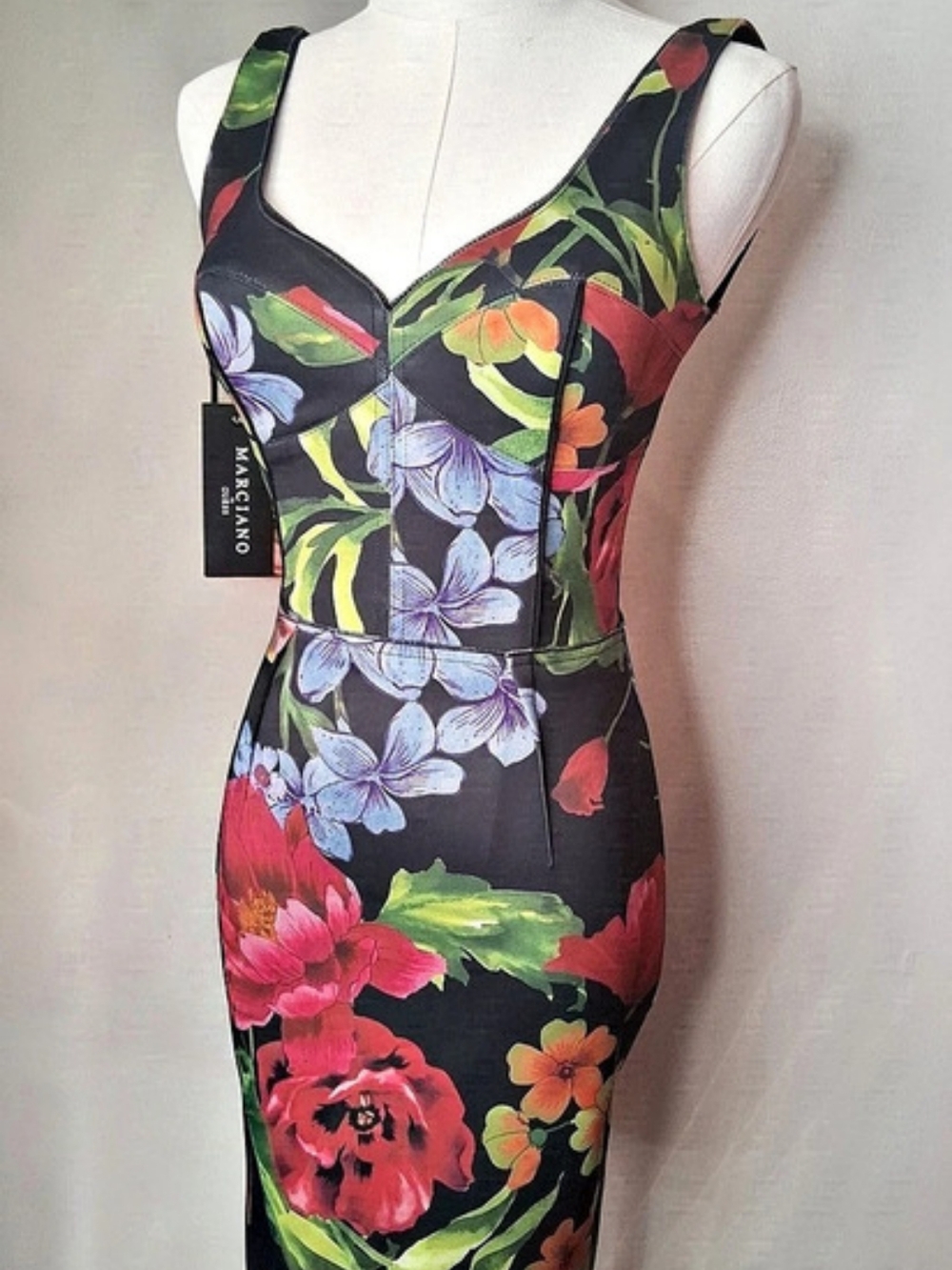 NWT Marciano by GUESS Floral Bodycon Midi Dress Size 0